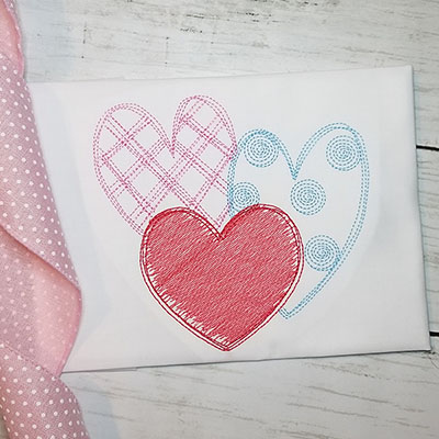 scribble hearts embroidery design